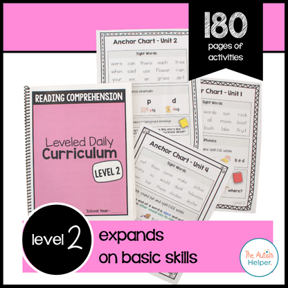 Reading Daily Program Level Reading Comprehension Leveled Daily Curriculum {LEVEL 2} – The Autism ...
