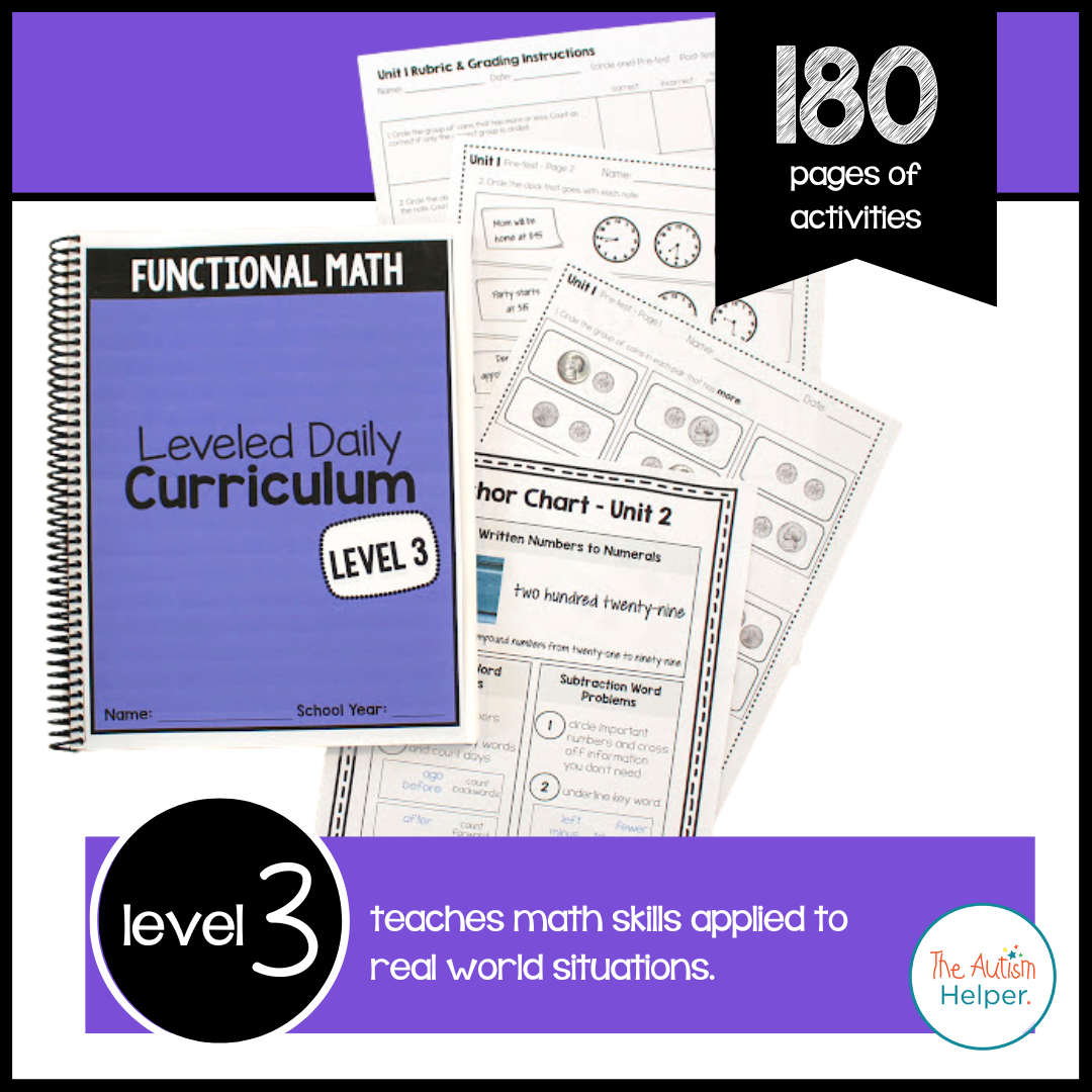 Functional Math Leveled Daily Curriculum {LEVEL 3}