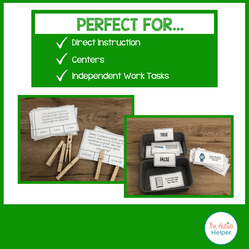 Reading Comprehension Work Task Mega Pack – The Autism Helper