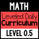 Math Leveled Daily Curriculum Level 0.5 cover for foundational special education math instruction