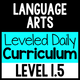 Language Arts Leveled Daily Curriculum Level 1.5 cover for developing language arts instruction