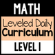 Math Leveled Daily Curriculum Level 1 cover for basic special education math instruction