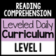 Reading Comprehension Leveled Daily Curriculum Level 1 cover for foundational literacy instruction
