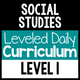 Social Studies Leveled Daily Curriculum Level 1 cover for foundational social studies instruction