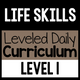 Life Skills Leveled Daily Curriculum Level 1 cover for foundational daily living instruction