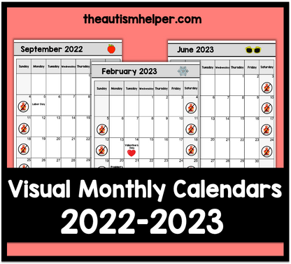 2022-2023 Visual Monthly Calendars for Children with Autism