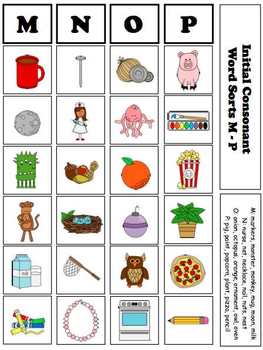 Initial Consonant and Short Vowel Word Sorts