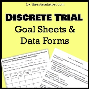 Discrete Trial Goal Sheets and Data Forms Set 2 {EDITABLE}