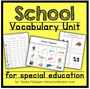 School Vocabulary Unit {for Special Education}