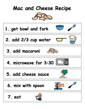 Visual Recipes for Children with Autism: Easy Dinners