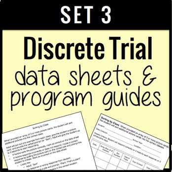 Discrete Trial Goal Sheets and Data Forms Set 3 {EDITABLE}