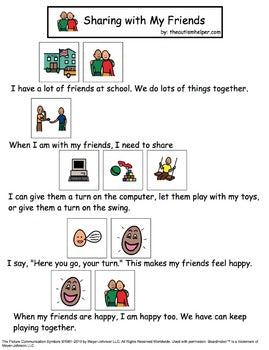 Visual Social Story Packet for Children with Autism: Friendship Set