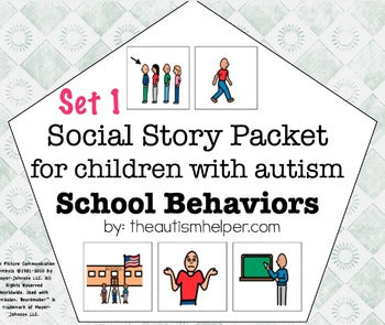 Visual Social Story Packet for Children with Autism: School Behaviors Set 1