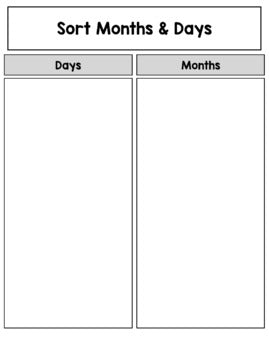Calendar Days of the Week Task Cards Activities for Special