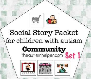 Visual Social Story Packet for Children with Autism: Community Set 1