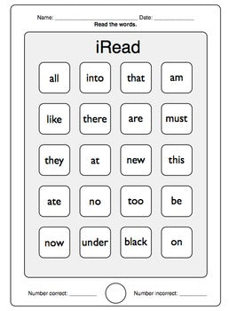 iRead Dolch Primer Sight Words - Worksheets & Flashcards