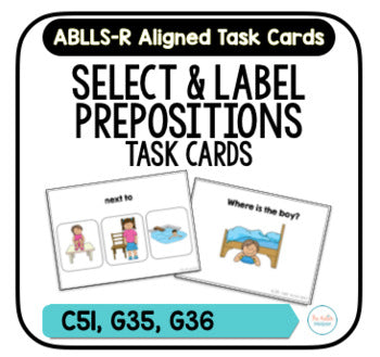 Preposition Task Cards [ABLLS-R Aligned C51, G35, G36]
