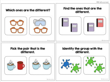 Same/Different & Equal/Unequal Task Cards [ABLLS-R Aligned R15, R16, R25, R26]