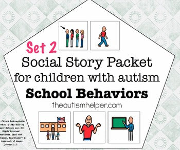 Visual Social Story Packet for Children with Autism: School Behaviors Set 2