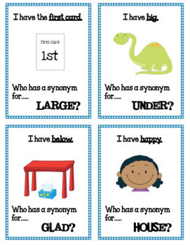 I Have, Who Has? Synonym and Antonym Cards