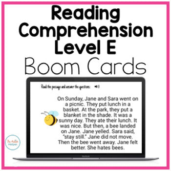 Reading Comprehension Level E Interactive Boom Cards