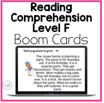 Reading Comprehension Level F Interactive Boom Cards