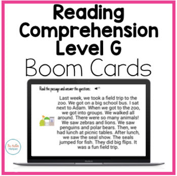 Reading Comprehension Level G Interactive Boom Cards
